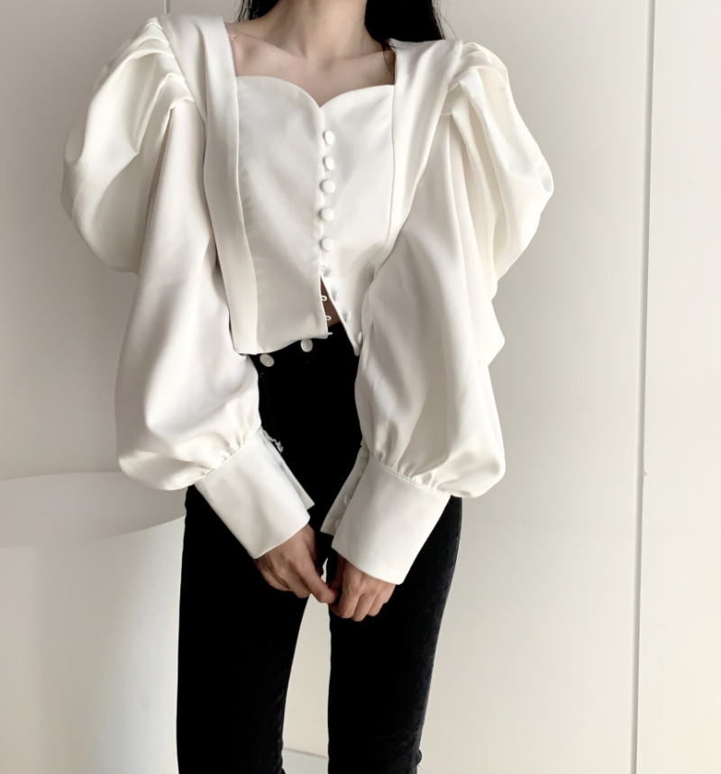 All-match puff sleeve shirt spring and autumn tops