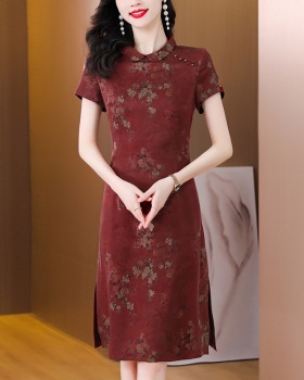 Summer colors cheongsam silk real silk dress for women