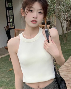 France style spicegirl wears outside summer sling vest