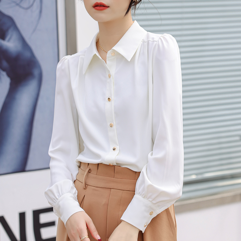 Loose white tops spring simple shirt for women