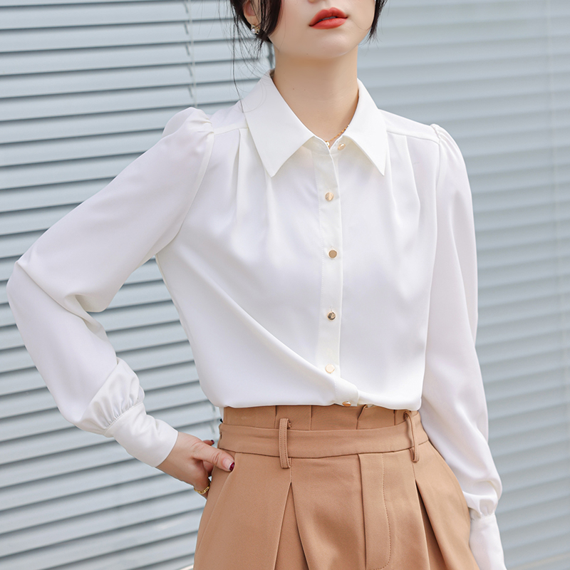Loose white tops spring simple shirt for women