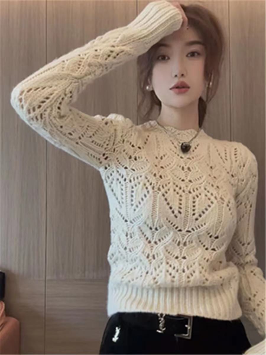 Hollow spring tops unique crochet sweater