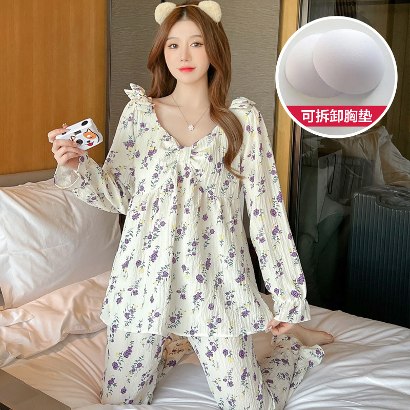 Bubble pajamas wears outside long pants for women