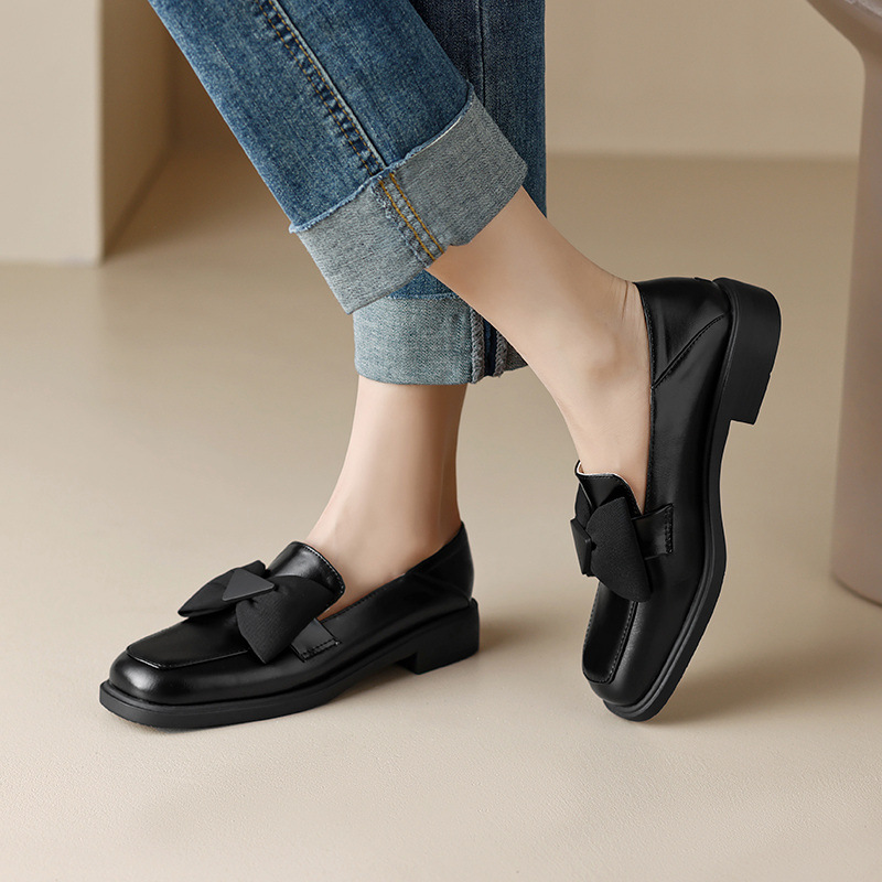 Spring bow shoes large yard flat loafers for women