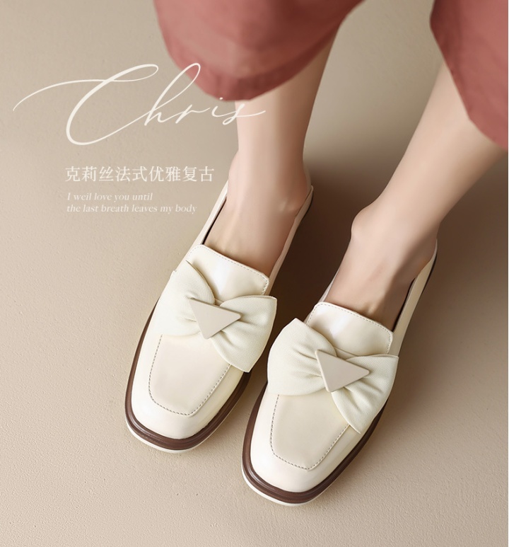 Spring bow shoes large yard flat loafers for women