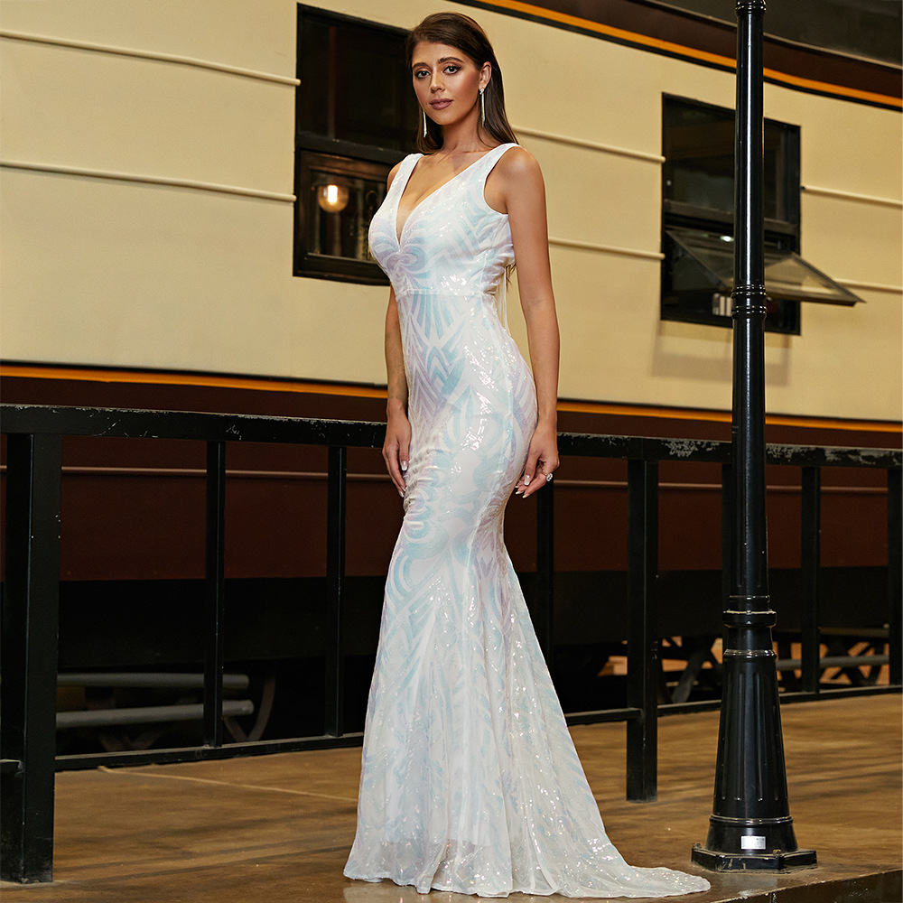 European style halter dress banquet bridesmaid dress