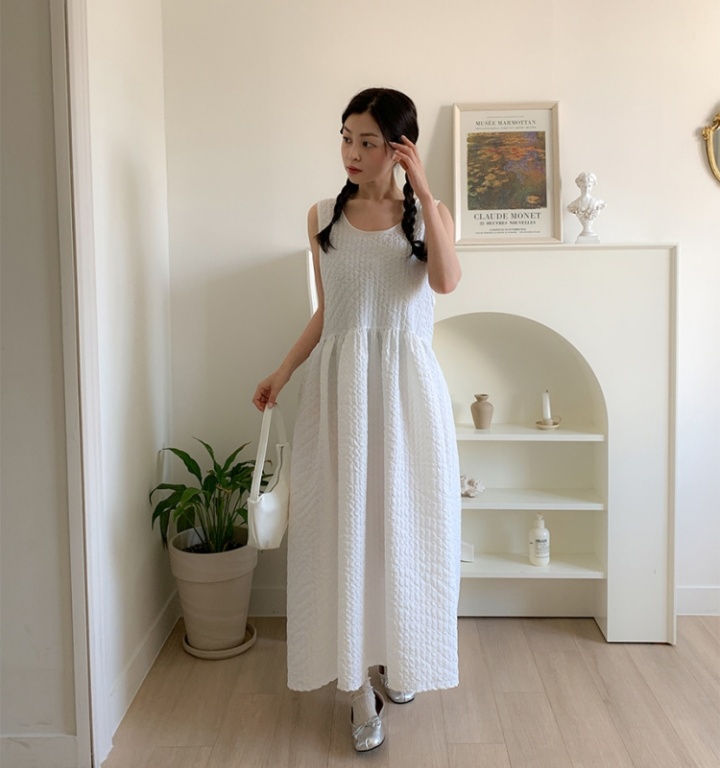 Refreshing simple bubble summer Korean style sleeveless dress