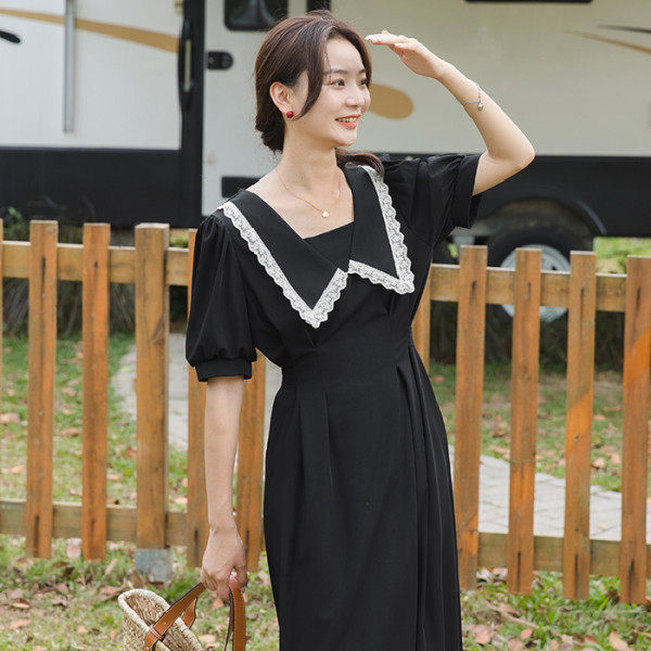 Western style lace collar large yard dress for women