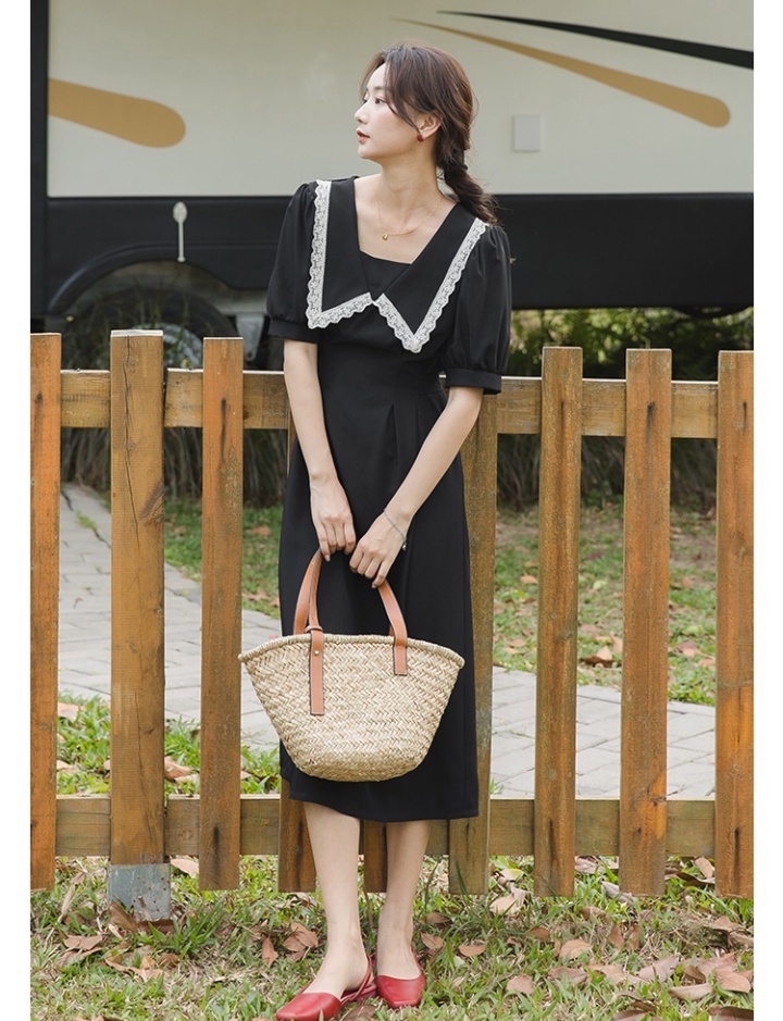 Western style lace collar large yard dress for women