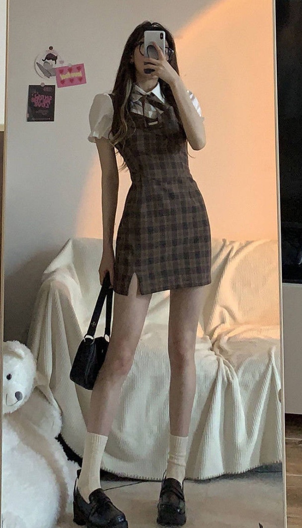 Summer Pseudo-two dress student Korean style T-back