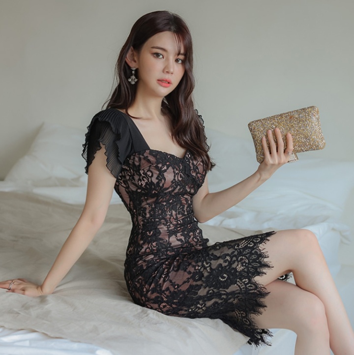 Spring and summer elegant Korean style lace fashion dress