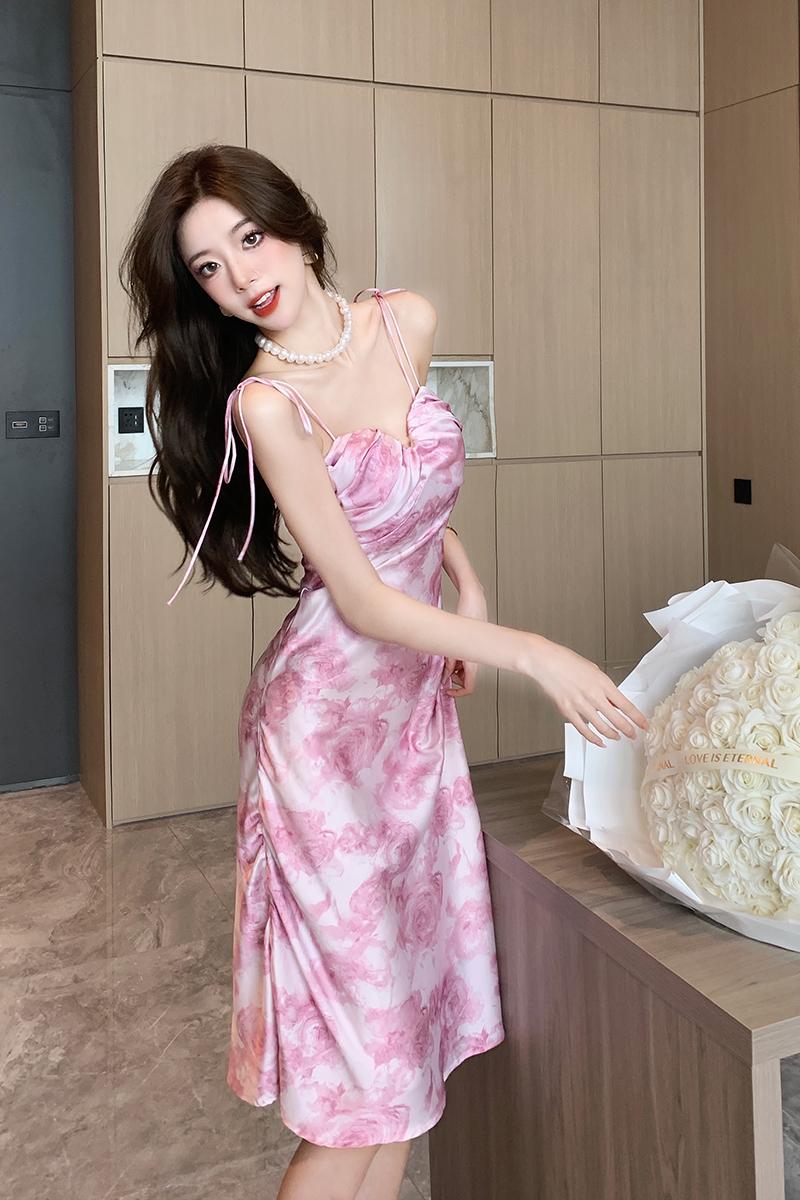 Blooming floral long dress France style dress for women