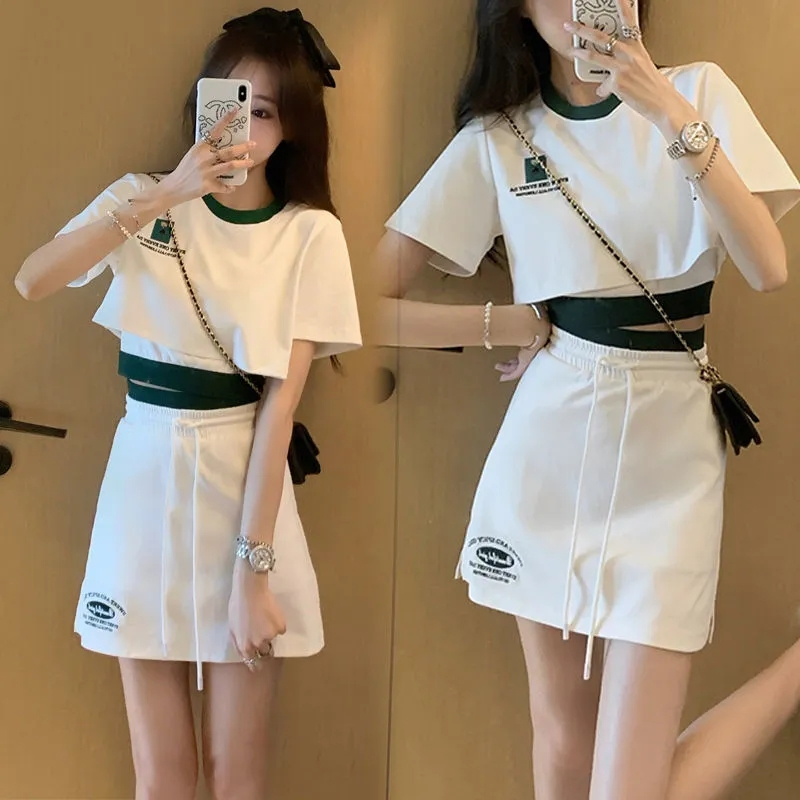 Summer fashion short skirt loose vest 3pcs set for women