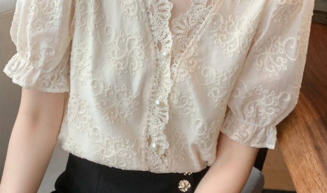 Splice lace shirts Korean style all-match tops for women