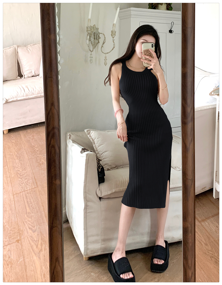 Halter knitted sleeveless dress slim summer dress for women