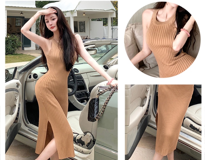 Halter knitted sleeveless dress slim summer dress for women