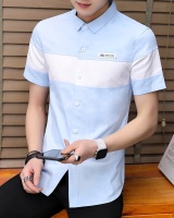 Short sleeve Casual splice slim personality shirt for men