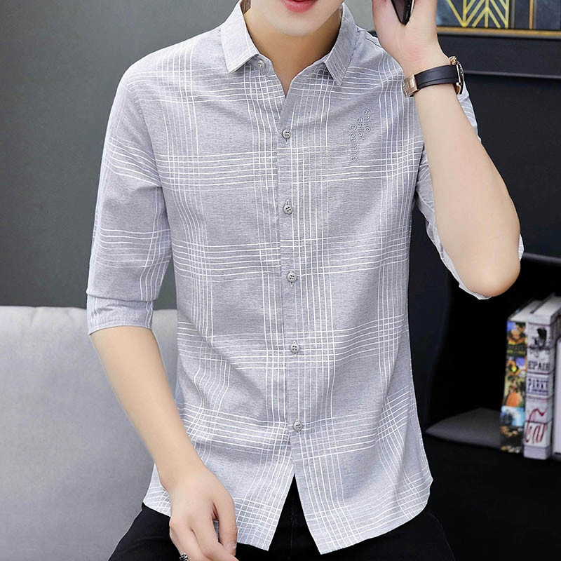 Short sleeve long sleeve Korean style slim shirt for men