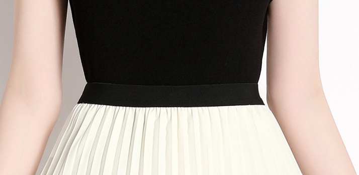 Printing high waist sweater black dress 2pcs set