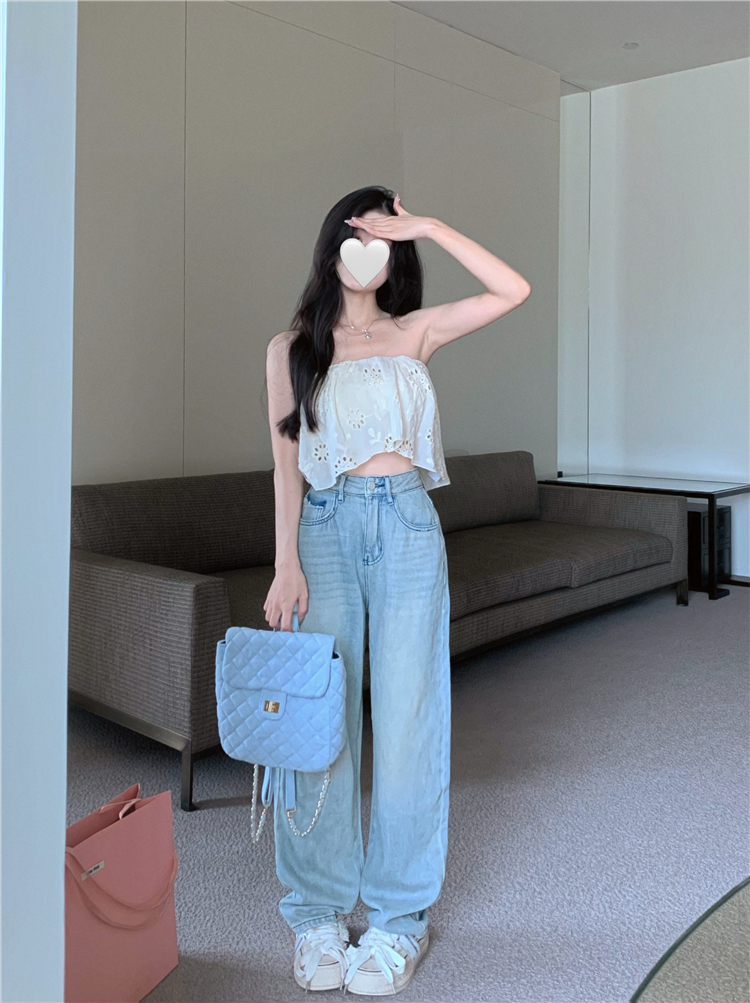 Spring and summer wide leg pants jeans for women