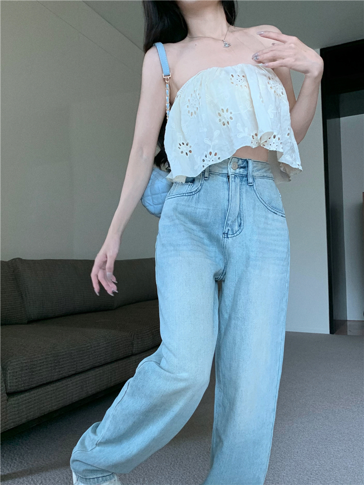 Spring and summer wide leg pants jeans for women