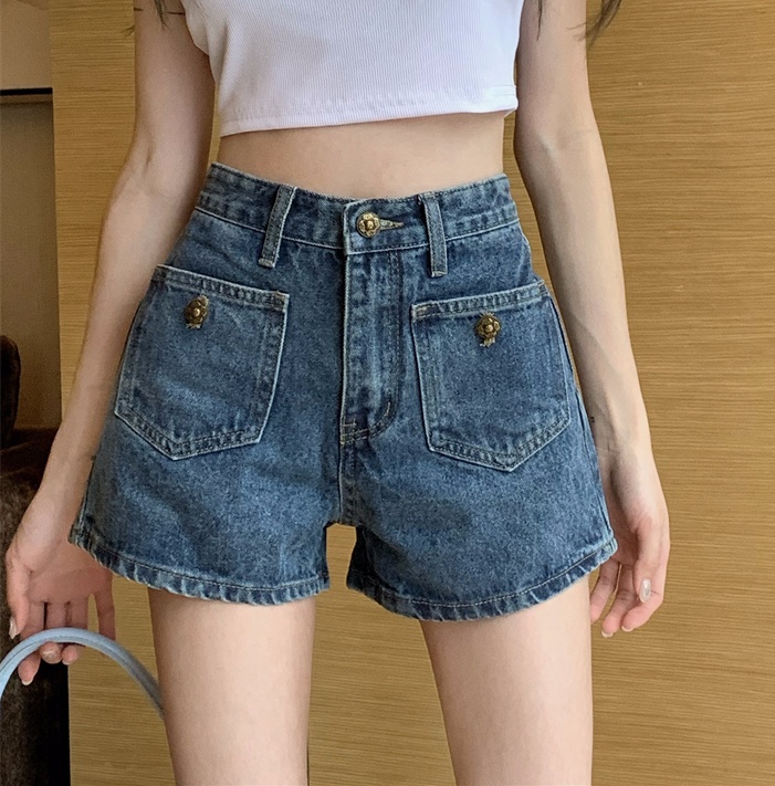 Slim all-match simple pocket short jeans