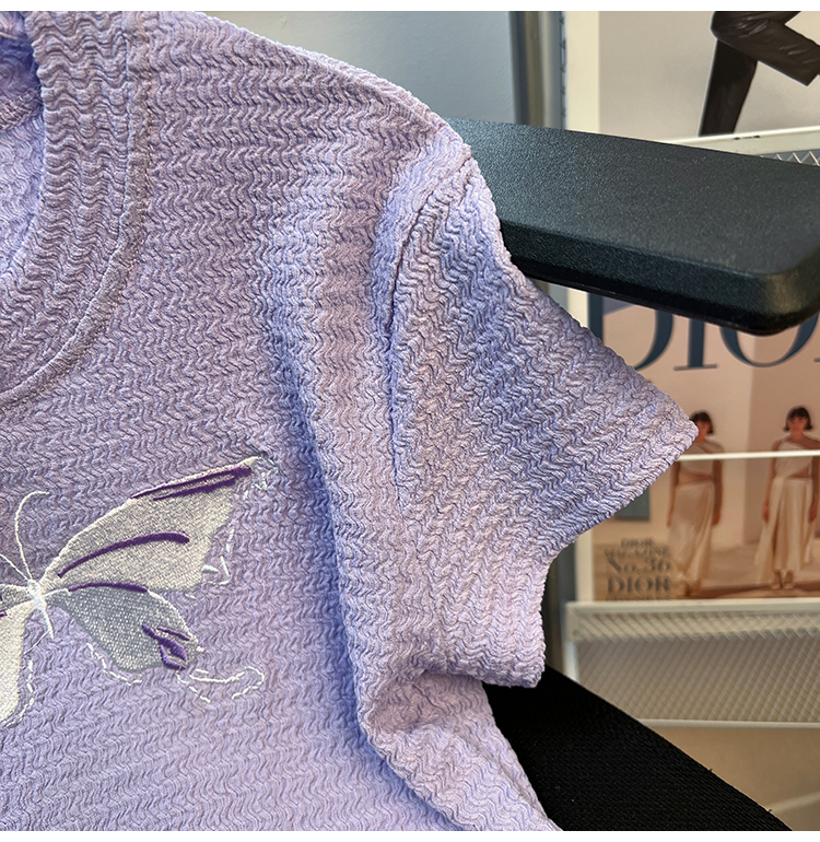Short sleeve butterfly tops summer retro T-shirt for women
