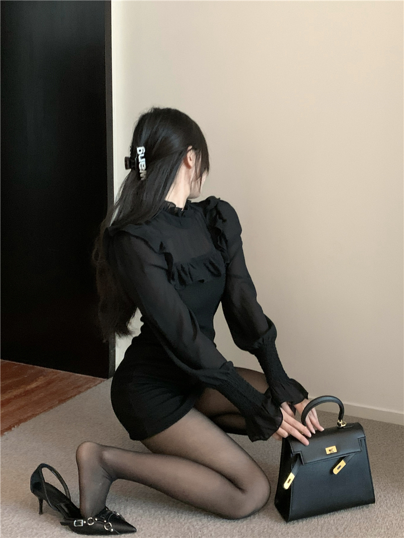 Package hip spring skirt temperament long sleeve dress
