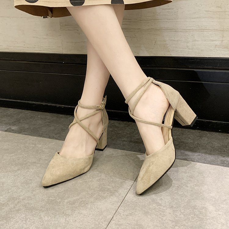 Pointed fashion spring fine-root sandals for women