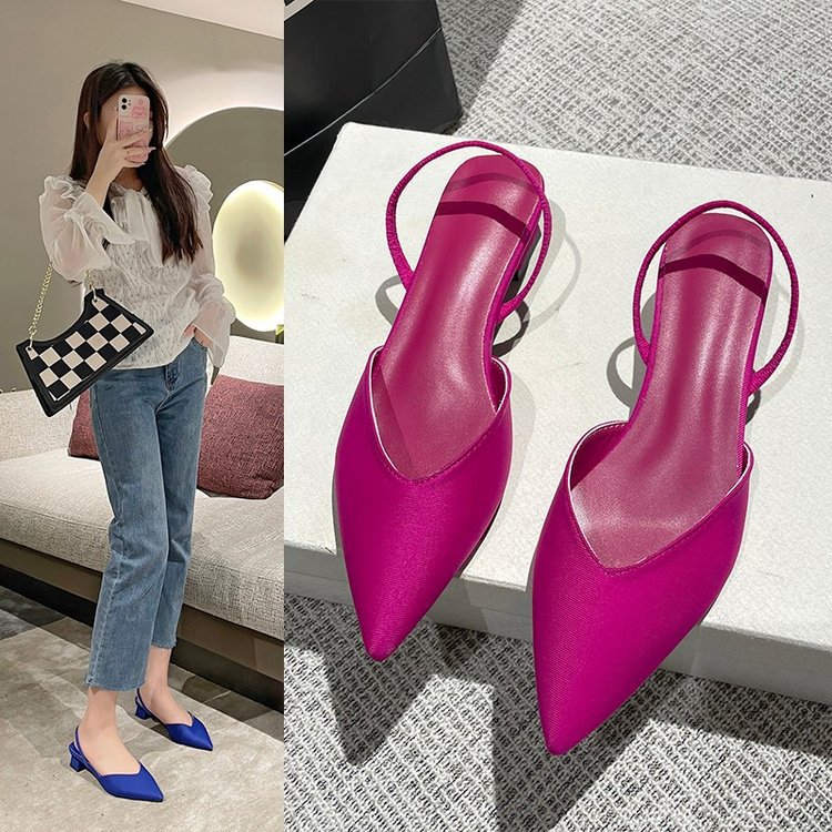 Summer Korean style low pointed thick sandals