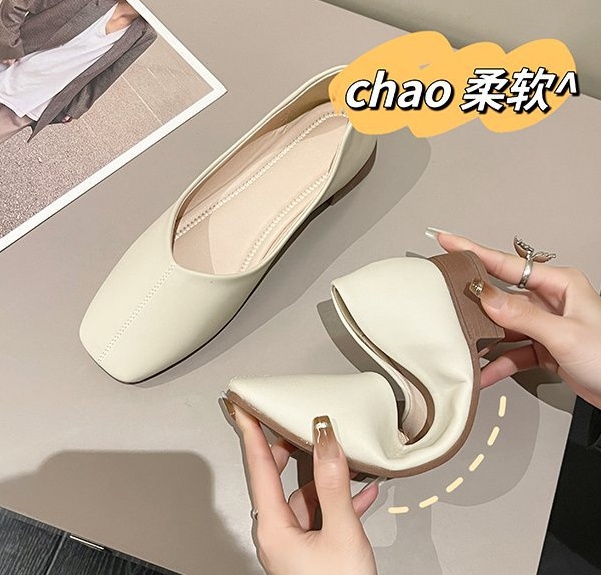 Pointed Korean style shoes spring low flattie