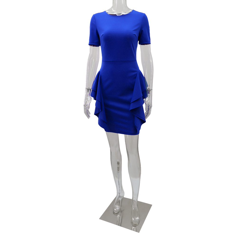 Package hip elegant slim round neck dress for women