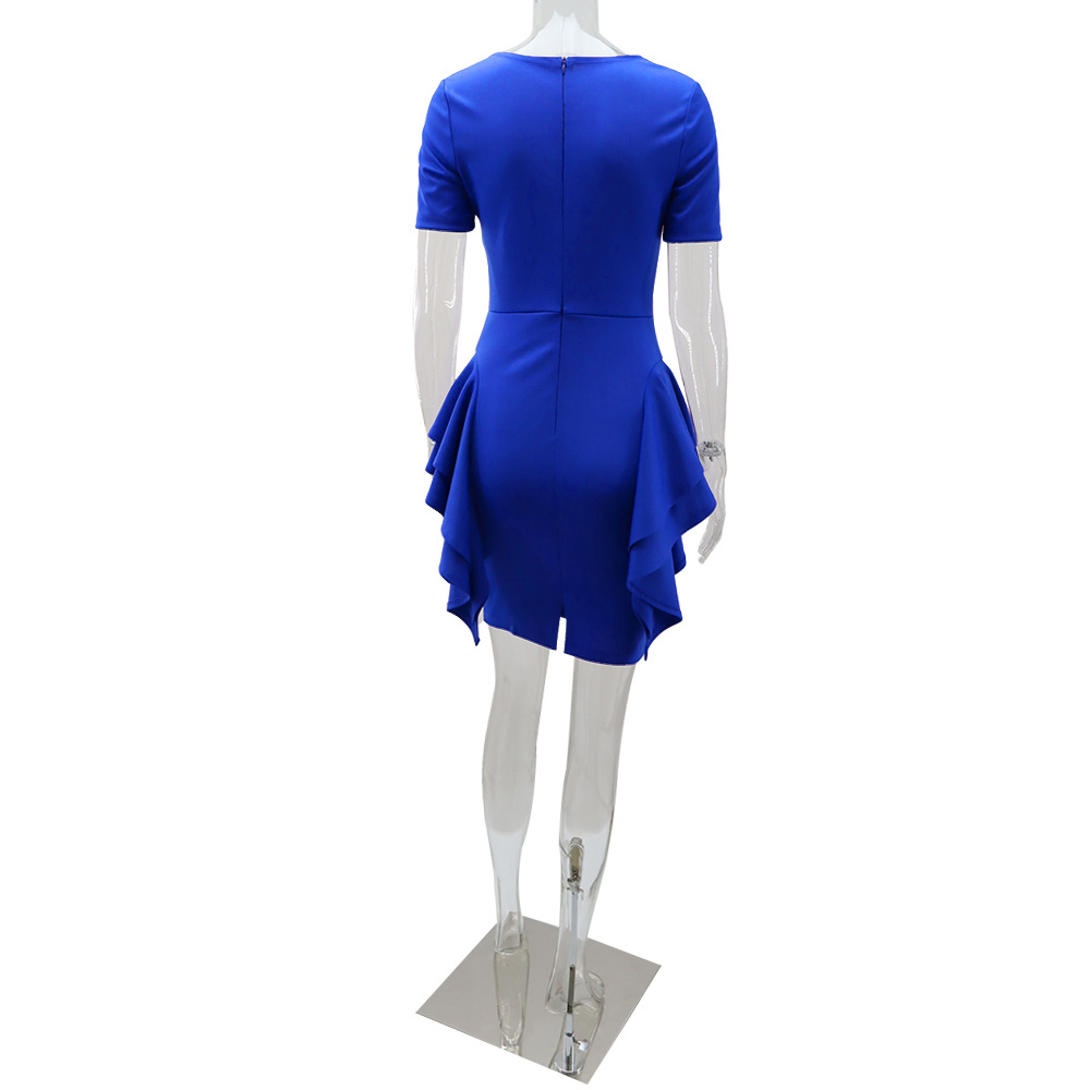 Package hip elegant slim round neck dress for women