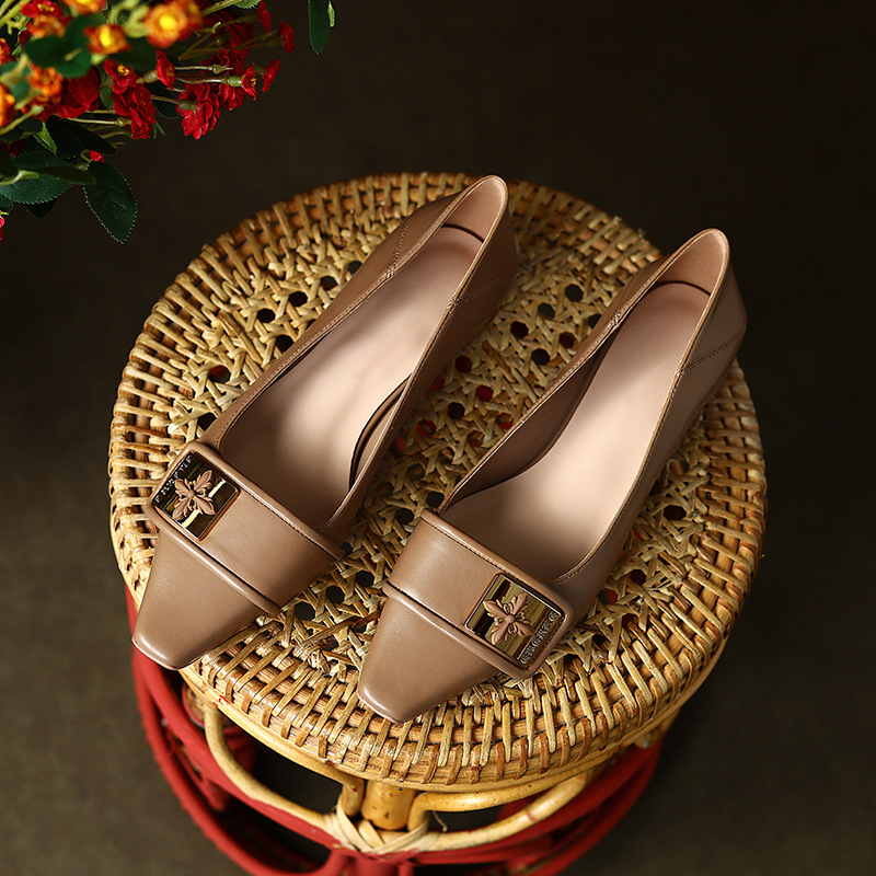 Fashion small square head shoes thick high-heeled shoes