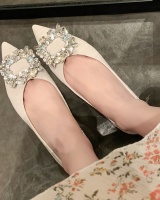 Pointed thick shoes round ballet flattie for women