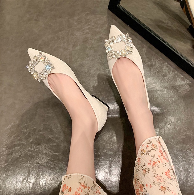 Pointed thick shoes round ballet flattie for women