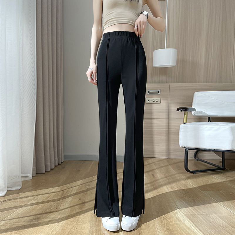 Elasticity split wide leg pants high waist pants for women