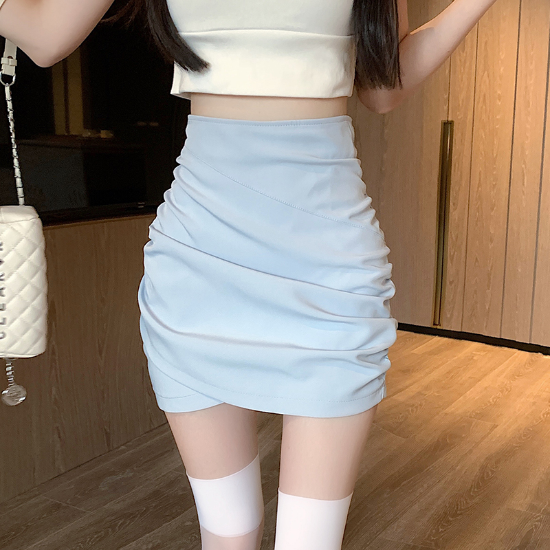High waist slim skirt irregular short skirt