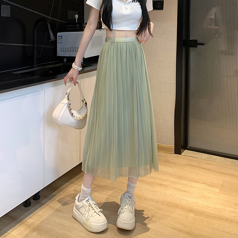 Drape slim high waist pleated skirt for women
