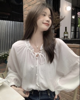 Korean style slim doll shirt lantern sleeve shirt for women