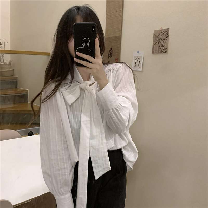 Lazy retro tops long sleeve bottoming shirt for women