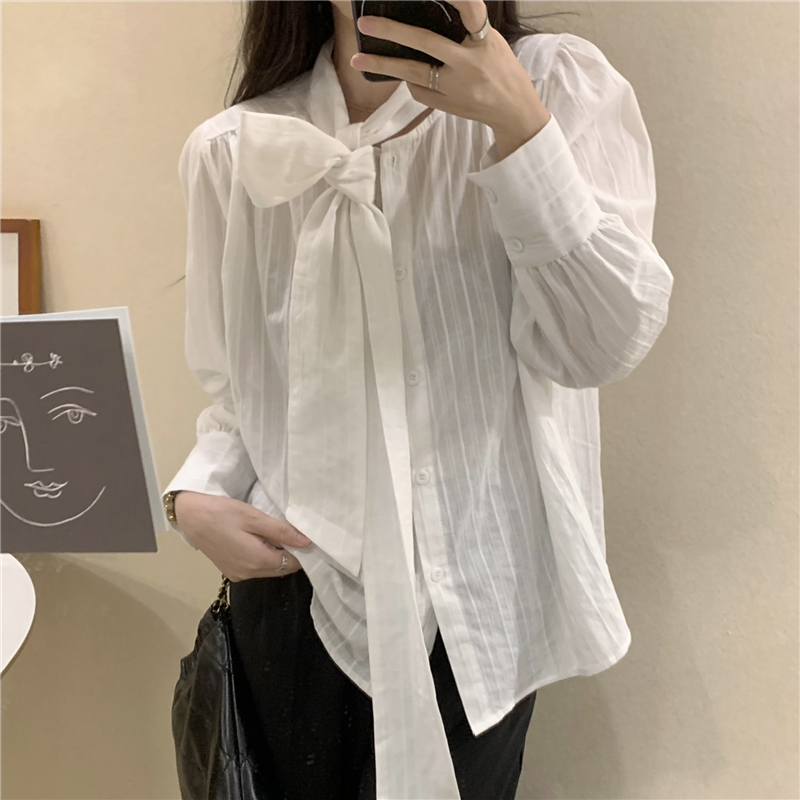 Lazy retro tops long sleeve bottoming shirt for women
