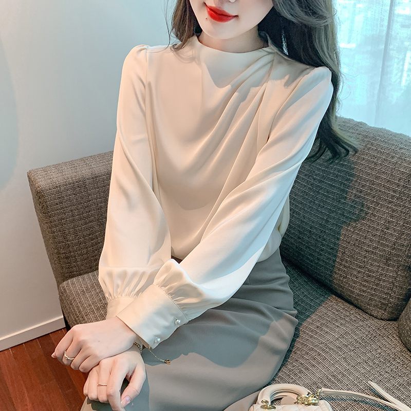 Satin Korean style shirt spring tops for women