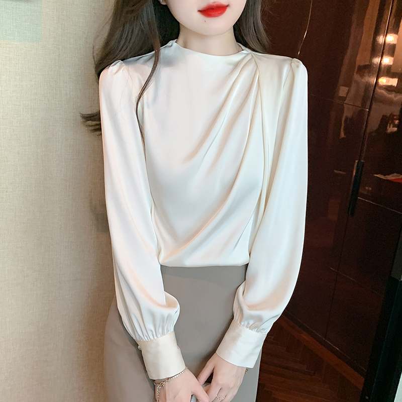 Satin Korean style shirt spring tops for women