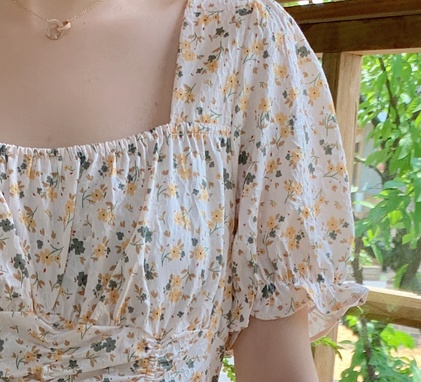 Short sleeve summer dress printing T-back for women