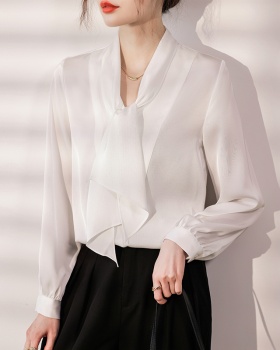 Long sleeve France style frenum shirt spring bow tops