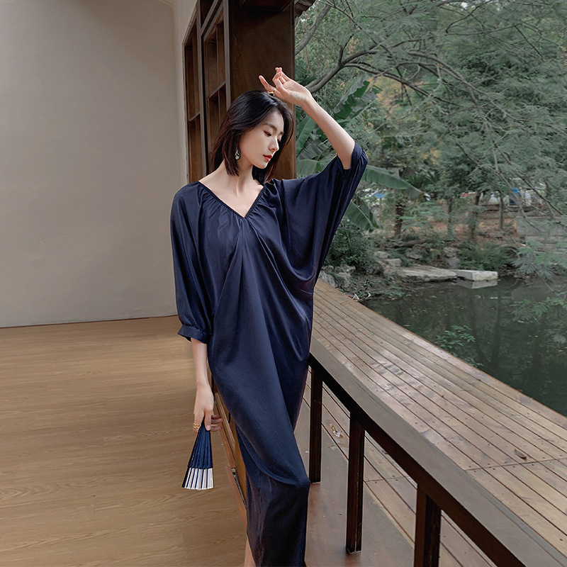 Large yard summer pajamas Chinese style night dress for women