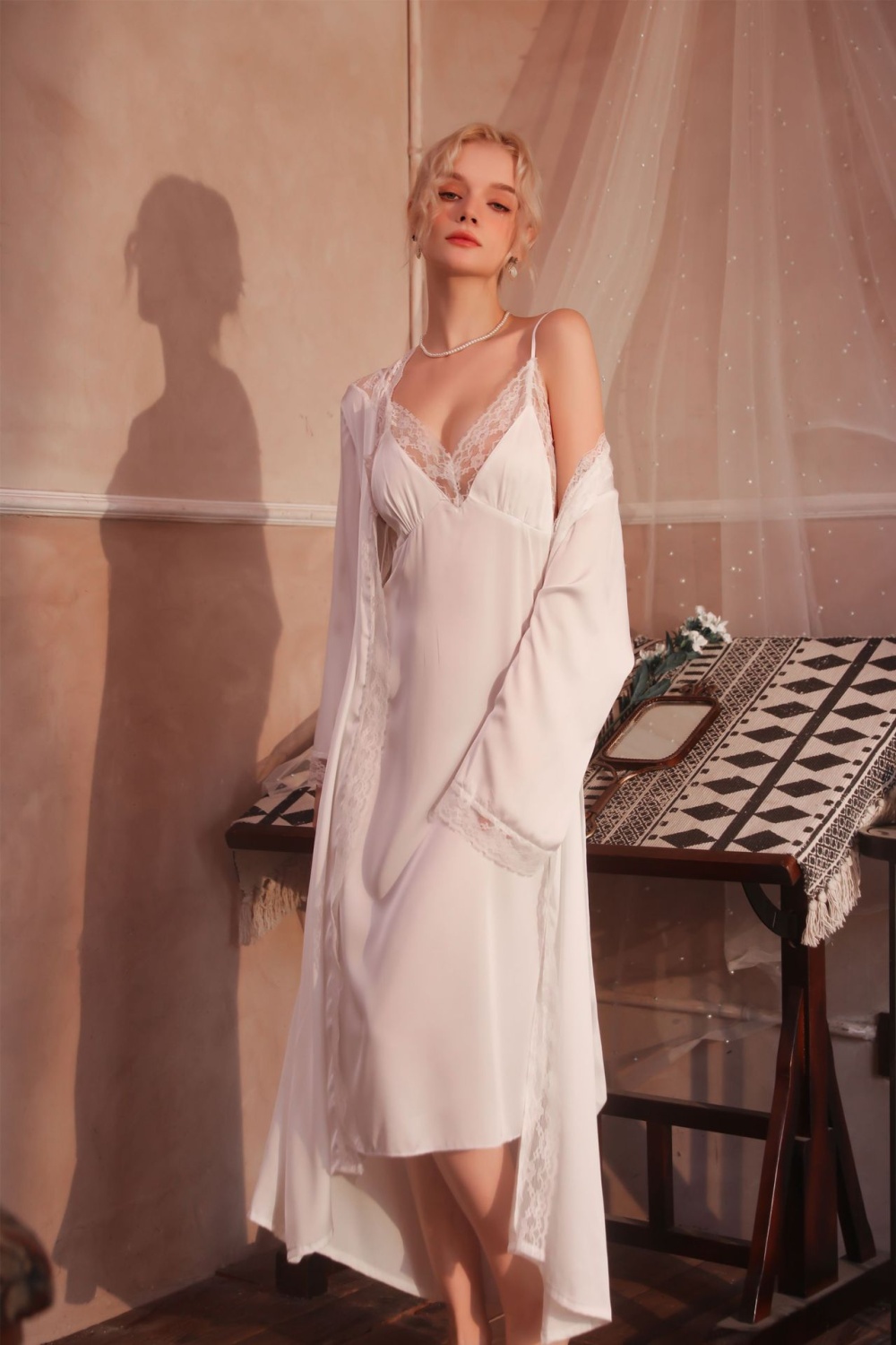 Sexy long nightgown homewear thin pajamas for women