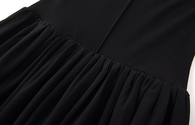 Sleeveless pinched waist long skirt knitted sling dress for women