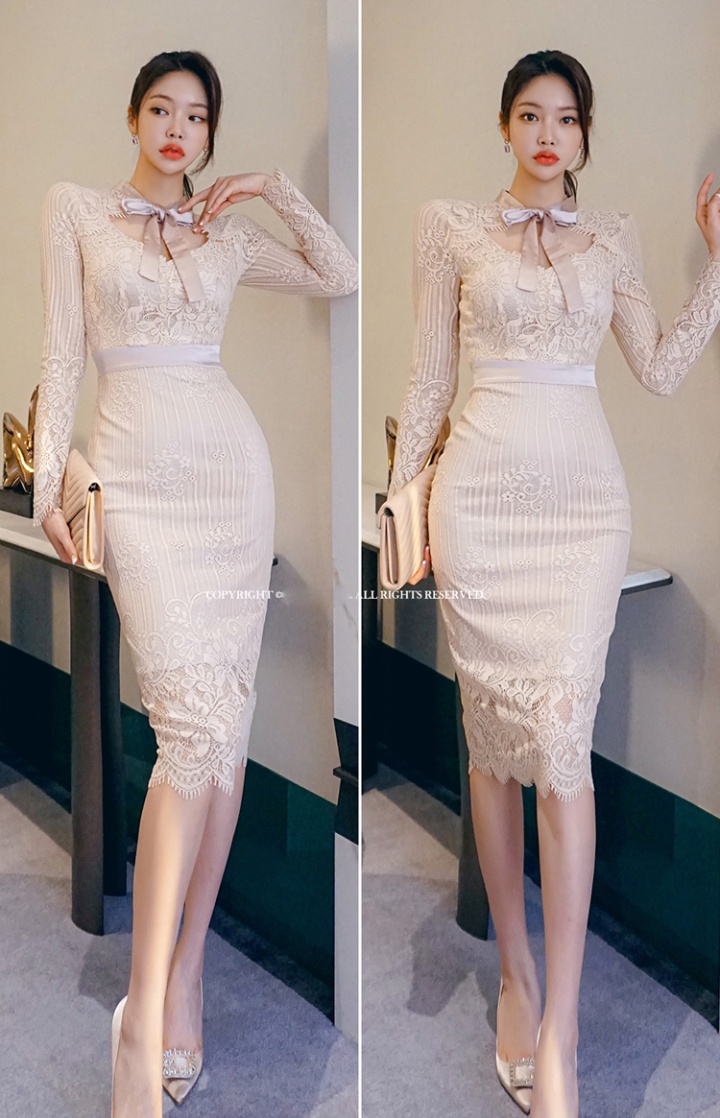 Long bow frenum spring lace package hip dress